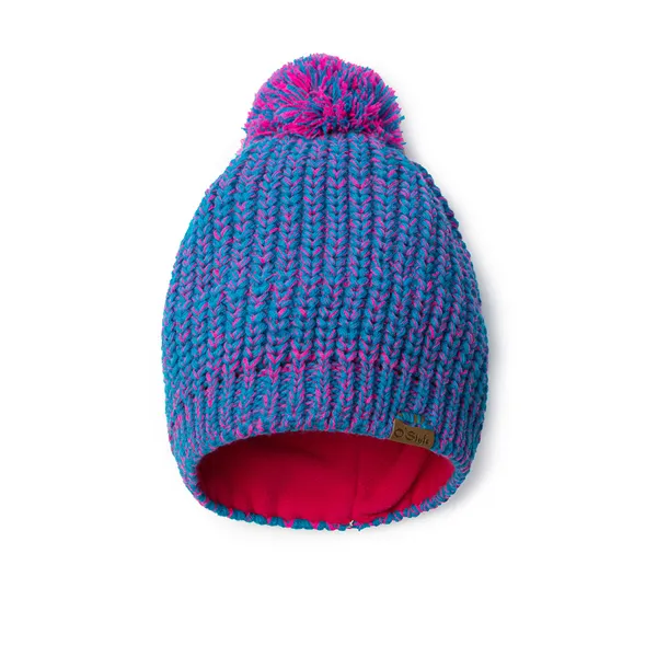 PLETENÁ ČEPICE ANA modro-růžová 52 - 60 cm